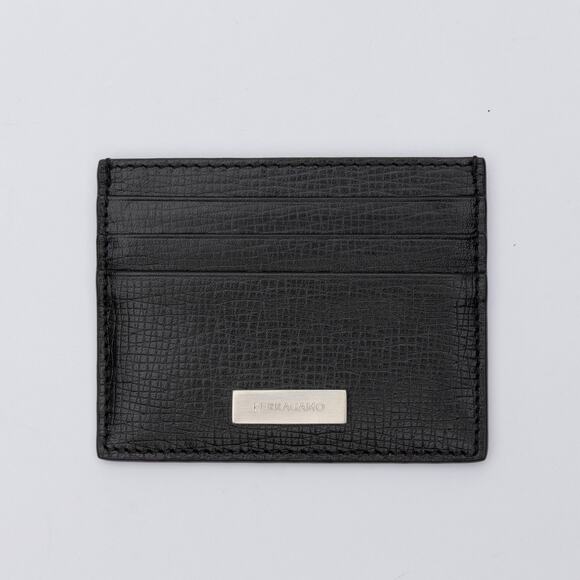 Ferragamo Men New Revival Leather Card Case Black - Picture 1 of 9